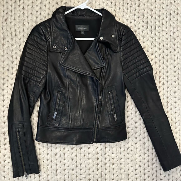 Mackage exclusively for Aritzia XS/TP Lambskin Black leather moto jacket - Picture 2 of 12